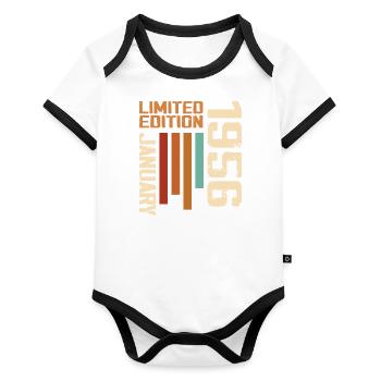 January 1956 - 1956 January Birthday Gift - Organic Baby Contrasting Bodysuit - white/black  - Front