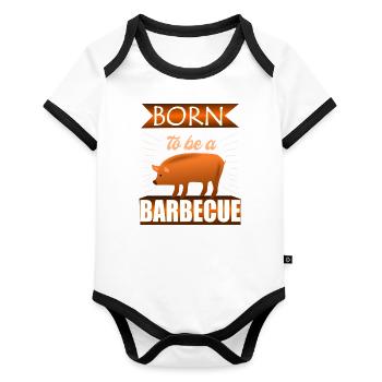 Né pour être un barbecue - Body Bébé bio contrasté manches courtes - blanc/noir  - Devant