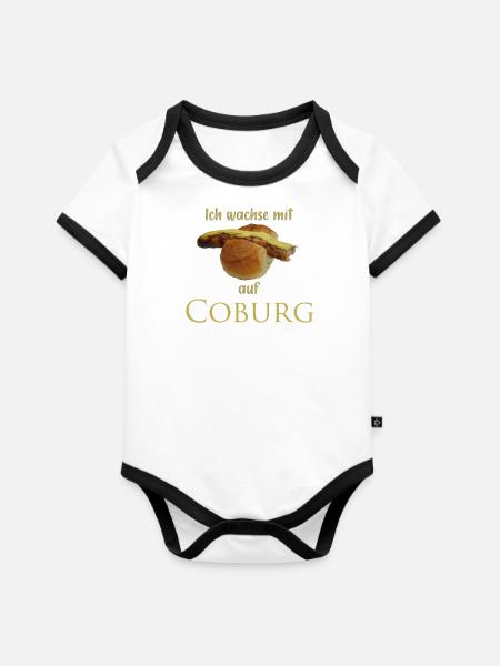 Bratwurst - Baby Bio-Kurzarm-Kontrastbody - Weiß/Schwarz
