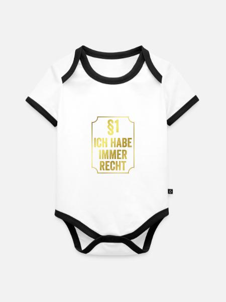 Juristen - Baby Bio-Kurzarm-Kontrastbody - Weiß/Schwarz