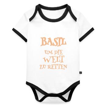 Held Basil - Baby Bio-Kurzarm-Kontrastbody - Weiß/Schwarz  - Vorne