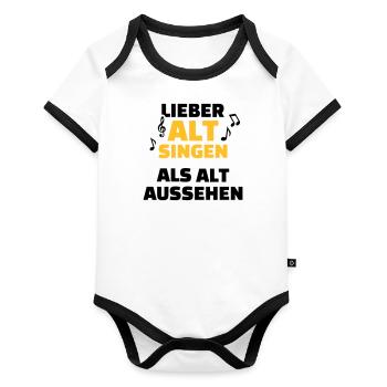 Chor - Baby Bio-Kurzarm-Kontrastbody - Weiß/Schwarz  - Vorne