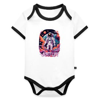 ARTUR - Beautiful boy name with cool astronaut - Organic Baby Contrasting Bodysuit - white/black  - Front