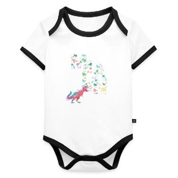 MILAN - Beautiful boy name with dinosaur - Organic Baby Contrasting Bodysuit - white/black  - Front