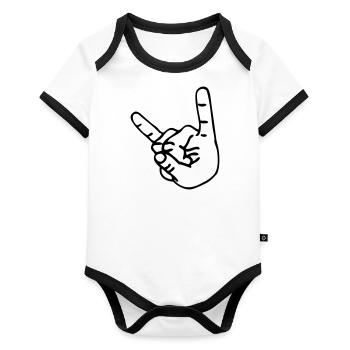 French fries fork for headbangers - Organic Baby Contrasting Bodysuit - white/black  - Front