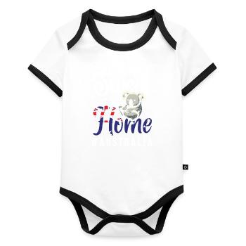 Flag Kangaroo Continent Crest - Organic Baby Contrasting Bodysuit - white/black  - Front
