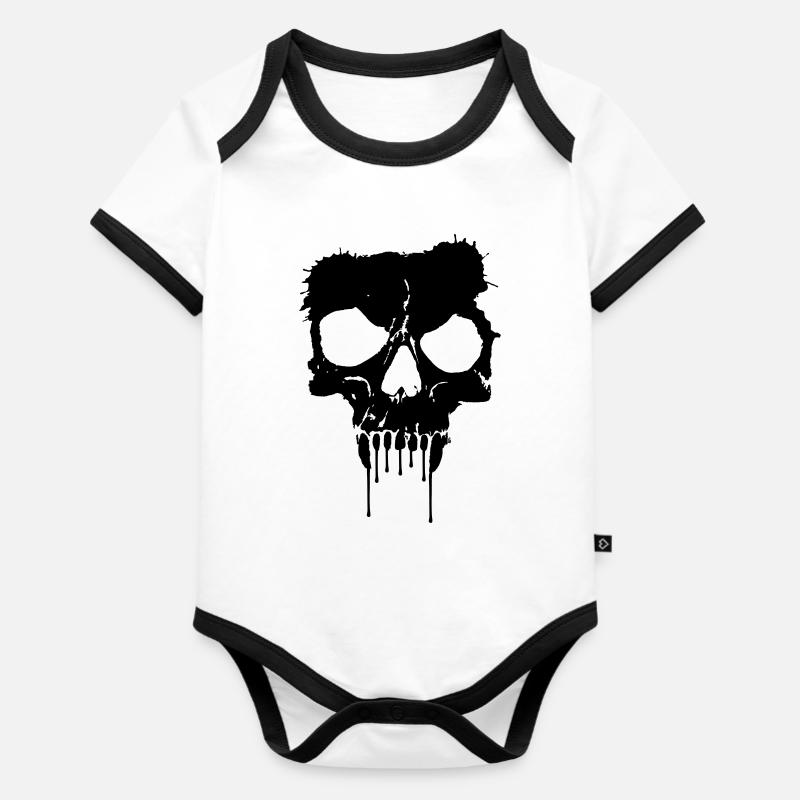 Skull Skull Splash Design Vector (Color Selectable) - Organic Baby Contrasting Bodysuit - white/black 