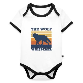 Wolf - Baby Bio-Kurzarm-Kontrastbody - Weiß/Schwarz  - Vorne