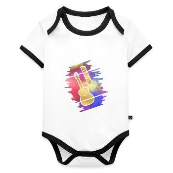 Guitar Alwin - Organic Baby Contrasting Bodysuit - white/black  - Front