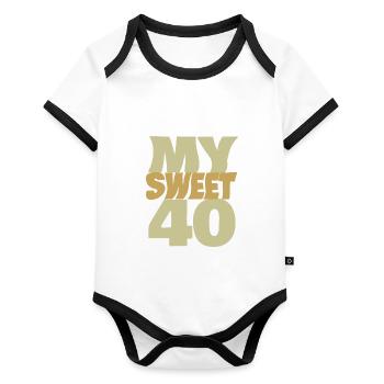 Sweet 40 - Baby Bio-Kurzarm-Kontrastbody - Weiß/Schwarz  - Vorne