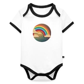 ARC-EN-CIEL - Body Bébé bio contrasté manches courtes - blanc/noir  - Devant