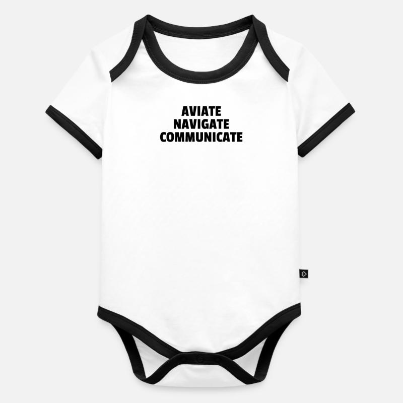 Aviate Navigate Communicate - Organic Baby Contrasting Bodysuit - white/black