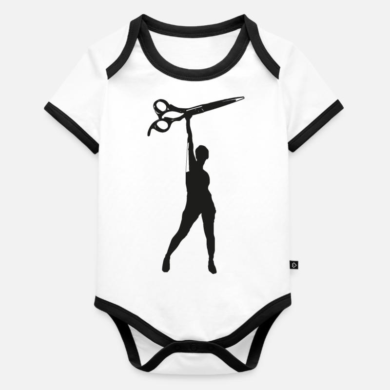 Coiffeur - Body Bébé bio contrasté manches courtes - blanc/noir 