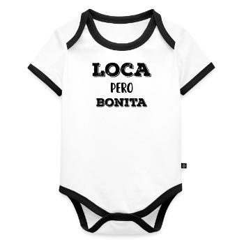 Loca Pero Bonita - Body Bébé bio contrasté manches courtes - blanc/noir  - Devant