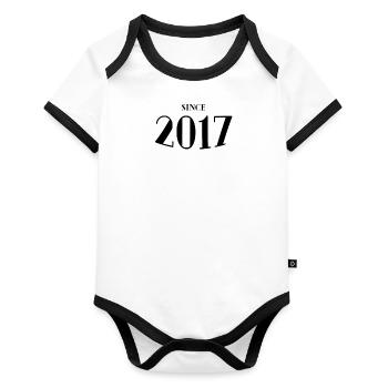 Funny Birthday Since 2017 - Organic Baby Contrasting Bodysuit - white/black  - Front