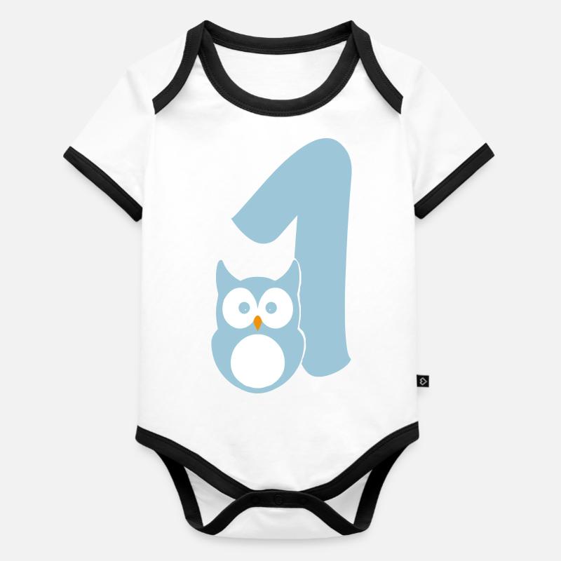 Ich bin schon 1 - Baby Bio-Kurzarm-Kontrastbody - Weiß/Schwarz 