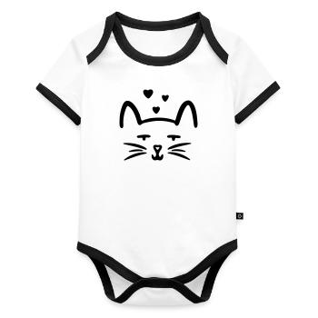 kitty love cats love - Organic Baby Contrasting Bodysuit - white/black  - Front