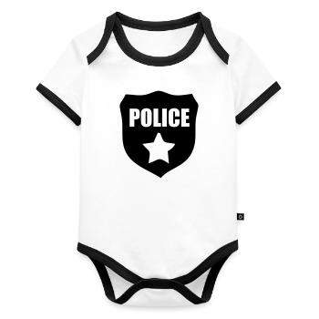Police - Body Bébé bio contrasté manches courtes - blanc/noir  - Devant