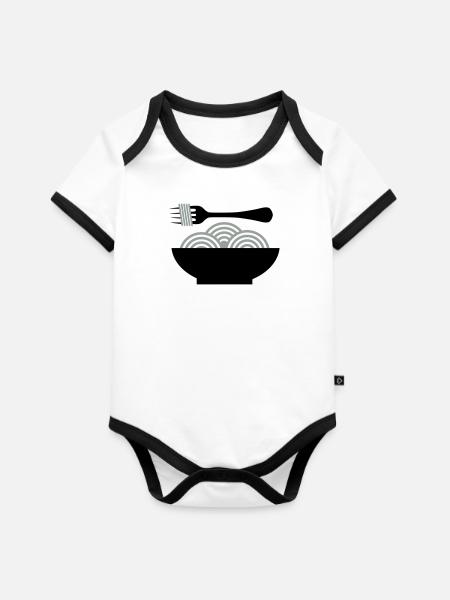 Spaghetti - Baby Bio-Kurzarm-Kontrastbody - Weiß/Schwarz