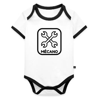 mécanique / mécanicien / mécano / garage - Body Bébé bio contrasté manches courtes - blanc/noir  - Devant