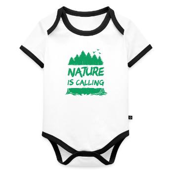 La nature appelle - Body Bébé bio contrasté manches courtes - blanc/noir  - Devant