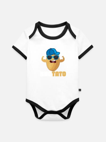 Brotato Vegetable Potato - Baby Bio-Kurzarm-Kontrastbody - Weiß/Schwarz 