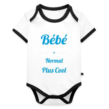Tunesisches Baby Wie ein normales Baby, aber cooler - Baby Bio-Kurzarm-Kontrastbody - Weiß/Schwarz  - Vorne