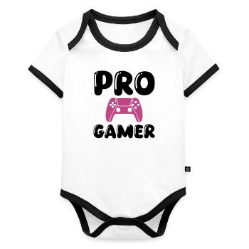 Pro Gamer 1 - Organic Baby Contrasting Bodysuit - white/black  - Front