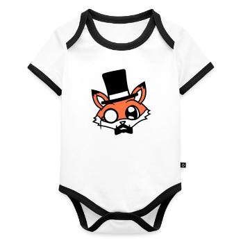 Fox Red Fox Sir Mr. Top Hat Monocle Glasses - Organic Baby Contrasting Bodysuit - white/black  - Front