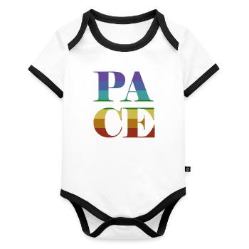 Pace in big colorful letters - Organic Baby Contrasting Bodysuit - white/black  - Front