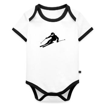 Winter - Skier Carving - Organic Baby Contrasting Bodysuit - white/black  - Front