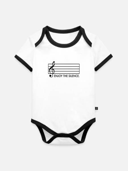 Musik - Baby Bio-Kurzarm-Kontrastbody - Weiß/Schwarz 