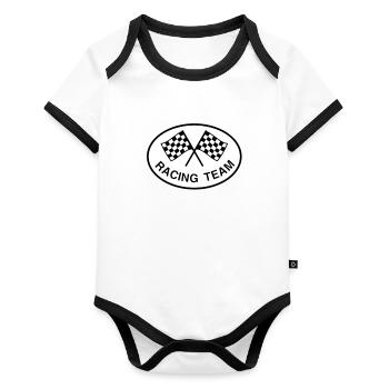 Racing Team, Checkered Flag - Organic Baby Contrasting Bodysuit - white/black  - Front