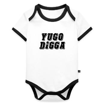 yugo digga - style uni des Balkans - Body Bébé bio contrasté manches courtes - blanc/noir  - Devant
