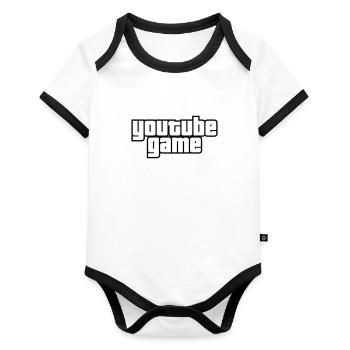 Youtube Game - Organic Baby Contrasting Bodysuit - white/black  - Front