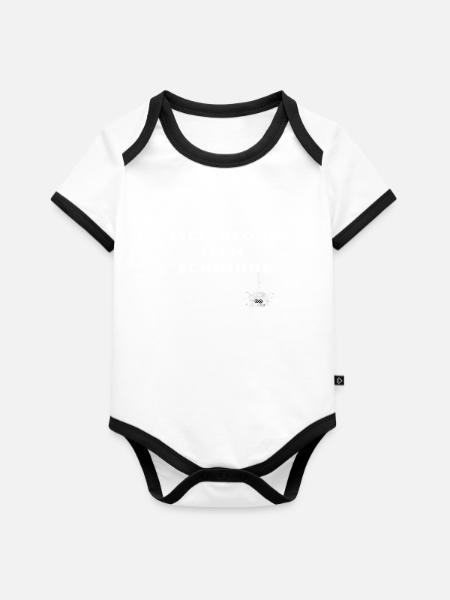 Sachsen Sprüche Sächsisch - Baby Bio-Kurzarm-Kontrastbody - Weiß/Schwarz
