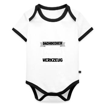 Dachdecker - Baby Bio-Kurzarm-Kontrastbody - Weiß/Schwarz  - Vorne
