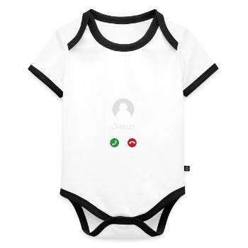 Jesus Is Calling - Organic Baby Contrasting Bodysuit - white/black  - Front