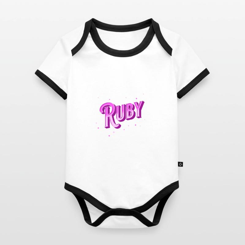 Ruby name personalized Organic Baby Contrasting Bodysuit
