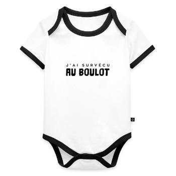 J'ai survécu au boulot ! - Body Bébé bio contrasté manches courtes - blanc/noir  - Devant