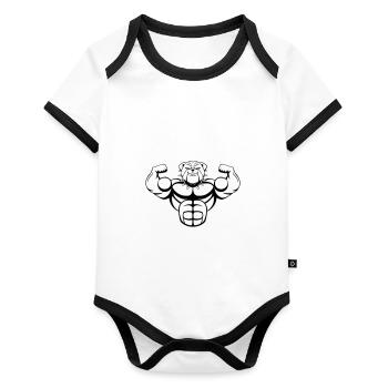 strong Bulldog - Organic Baby Contrasting Bodysuit - white/black  - Front