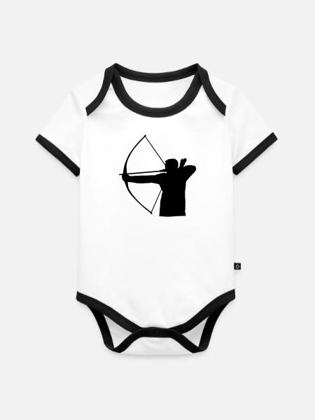 Bogenschütze - Baby Bio-Kurzarm-Kontrastbody - Weiß/Schwarz
