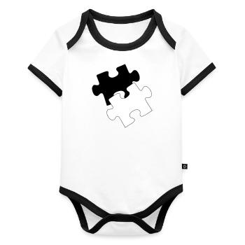 puzzle - Organic Baby Contrasting Bodysuit - white/black  - Front