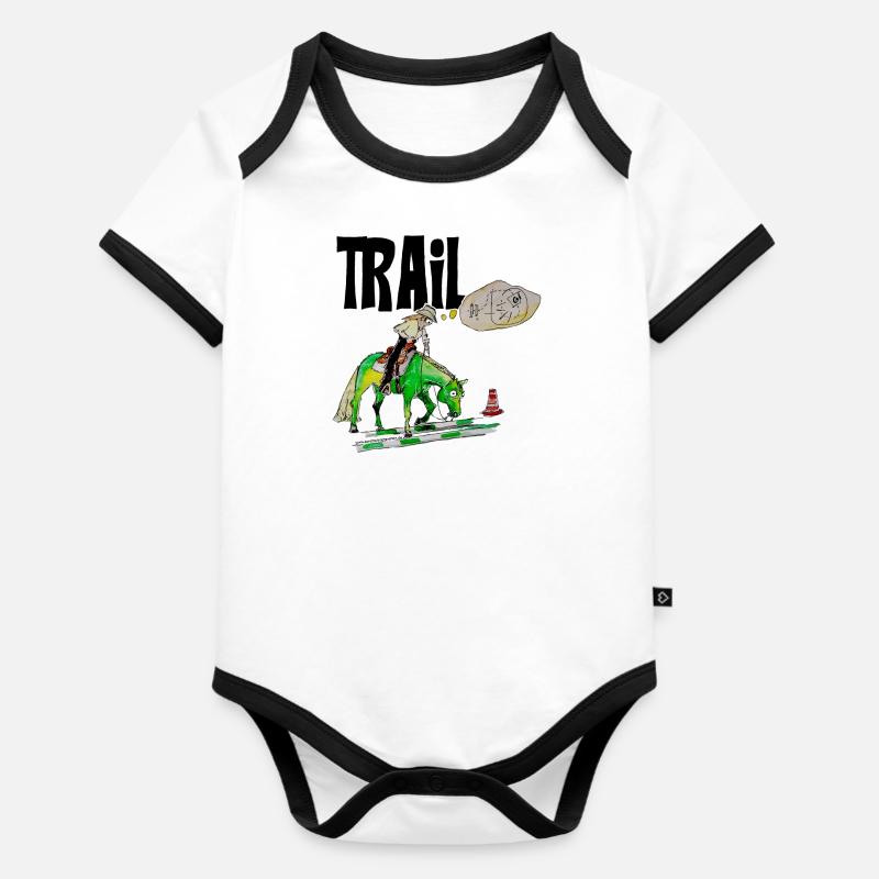 Trail - Body Bébé bio contrasté manches courtes - blanc/noir 