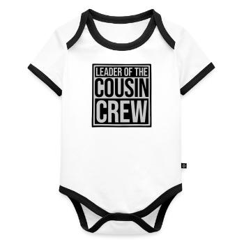 Leader Cousin Crew Team - Baby Bio-Kurzarm-Kontrastbody - Weiß/Schwarz  - Vorne