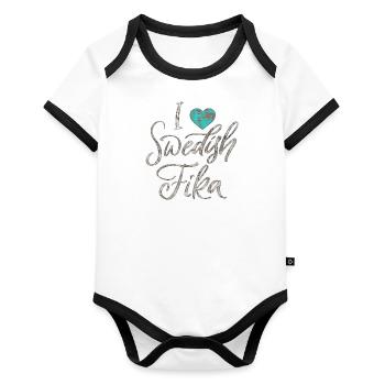 Sweden Sweden Viking Norden Scandinavia fika - Organic Baby Contrasting Bodysuit - white/black  - Front