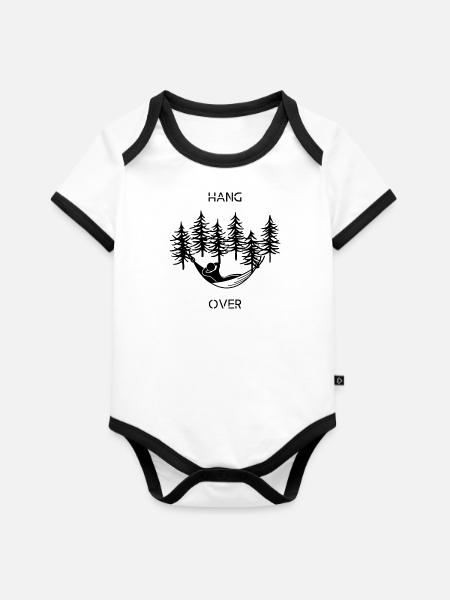 Hang Over - Baby Bio-Kurzarm-Kontrastbody - Weiß/Schwarz 