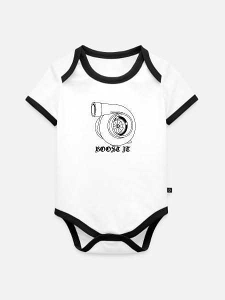 BOOST IT - Baby Bio-Kurzarm-Kontrastbody - Weiß/Schwarz