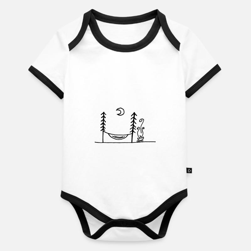 Hammock, campfire & moonlight - Organic Baby Contrasting Bodysuit - white/black