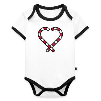 Candy Cane Heart - Organic Baby Contrasting Bodysuit - white/black  - Front